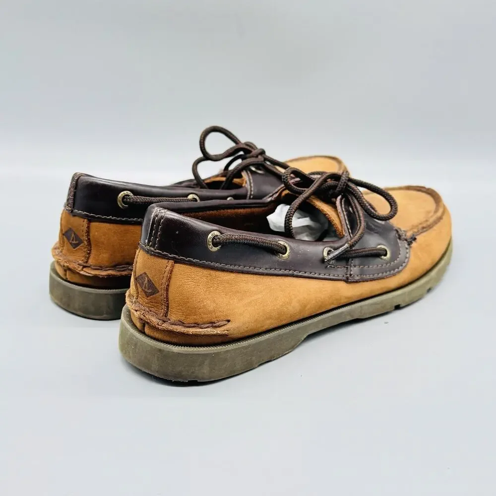 Sperry Shoes Mens 7.5 Brown Leather Top Sider Boat Deck Moc Toe Lace Up Casual